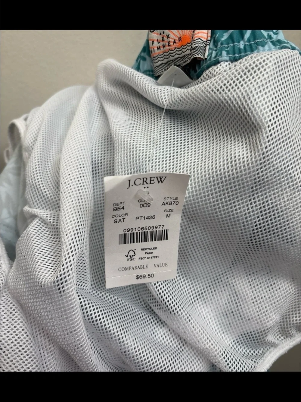 J. Crew size medium swim trunks NWT